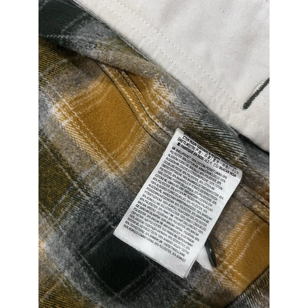 NWOT Vans Pemberton Heavy Shirt Jacket Flannel Plaid Shacket Large Yellow Gray